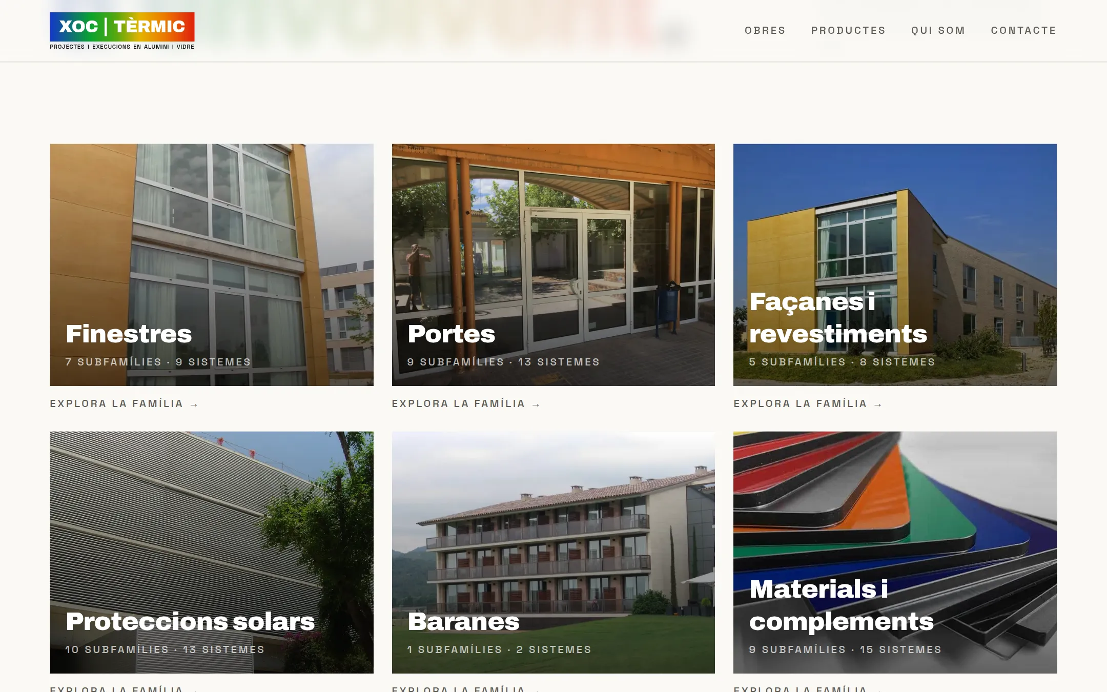 Xoc Tèrmic — Familias de producto